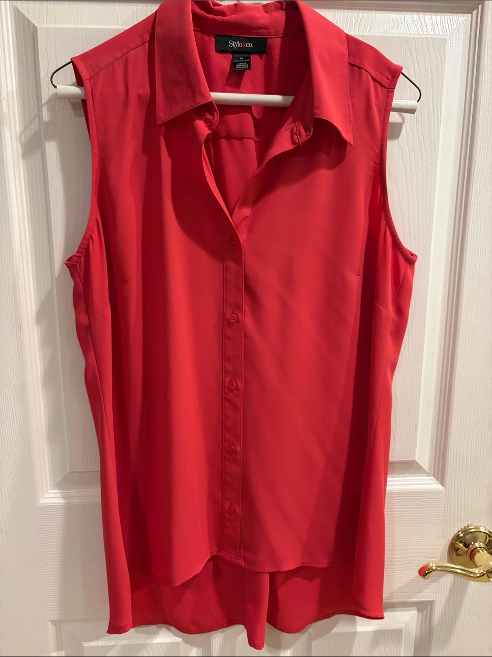 Style & Co. Sleeveless Button-Down Blouse in Bright Red